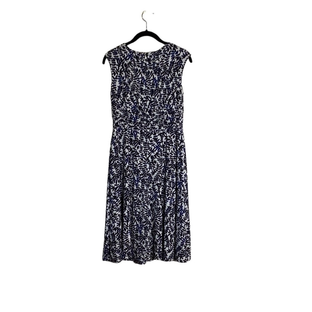 Jones Wear Sleeveless Navy/White  Polyester Business Casual Print Dress Size 8 - Picture 7 of 12
